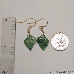 Bluish green jade leaf earrings