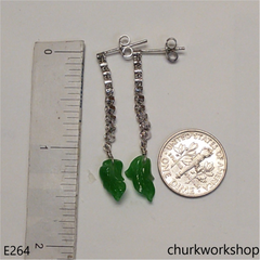 Green jade leaf earrings