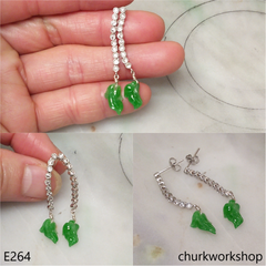 Green jade leaf earrings