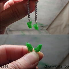 Green jade leaf earrings