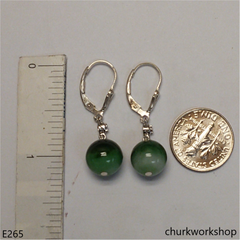 Sterling silver jade beads earrings