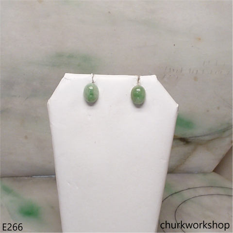 Light green oval jade ear studs