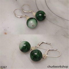 Sterling silver jade beads earrings