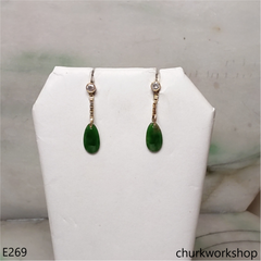 Green jade earrings 14K yellow gold