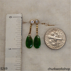 Green jade earrings 14K yellow gold
