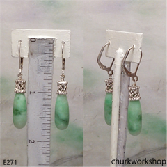 Rain drop jade earrings