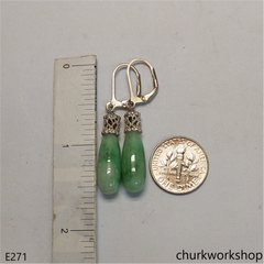Rain drop jade earrings