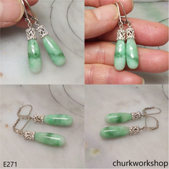 Rain drop jade earrings