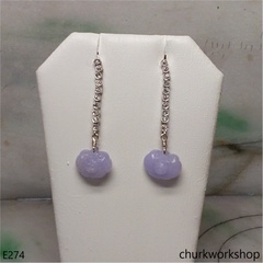 Reserved Lavender carved jade earrings