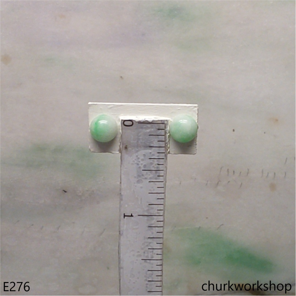 Half round jade ear studs