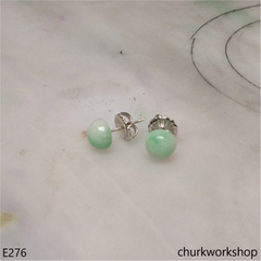 Half round jade ear studs