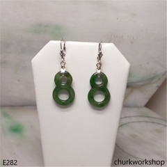 14K white gold dangling jade earring