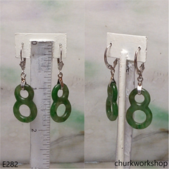 14K white gold dangling jade earring