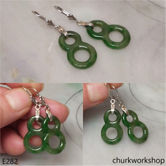 14K white gold dangling jade earring