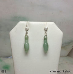 Green jade dangling earrings
