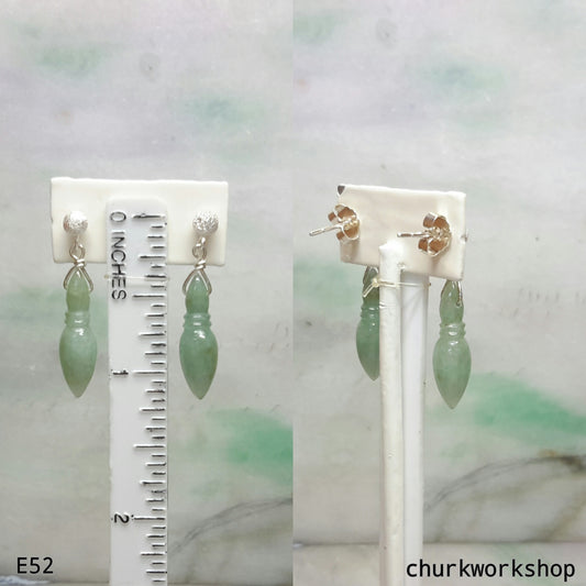 Green jade dangling earrings