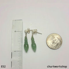Green jade dangling earrings