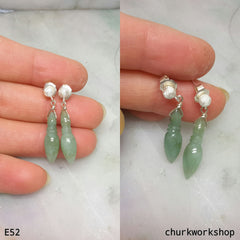 Green jade dangling earrings