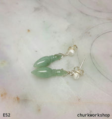 Green jade dangling earrings