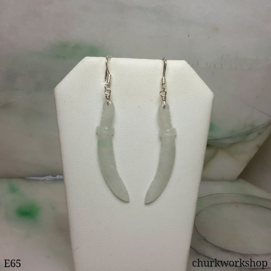 Jade sword earring