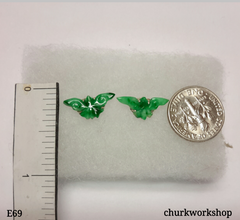 Green jade butterfly ear studs sterling silver