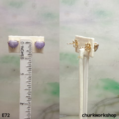 Lavender jade heart ear studs
