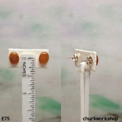 Red cabochon jade ear studs