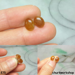 Red cabochon jade ear studs