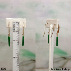 Green jade stick earrings