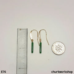 Green jade stick earrings
