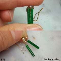 Green jade stick earrings