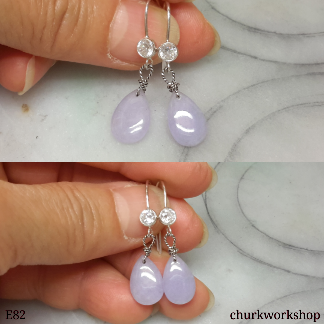 Lavender jade dangling earrings