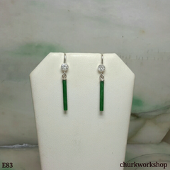 Green jade stick earrings