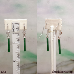 Green jade stick earrings