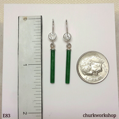 Green jade stick earrings