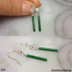 Green jade stick earrings