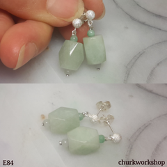 Pale green jade earrings