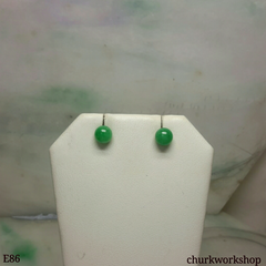 14K yellow gold green jade bead ear studs