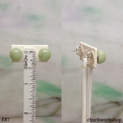 Light green color jade ear studs