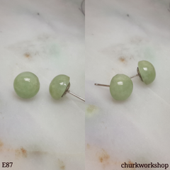 Light green color jade ear studs