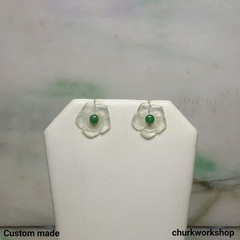 Icy jade flowers 18K ear studs
