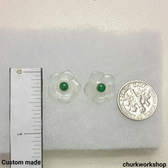 Icy jade flowers 18K ear studs