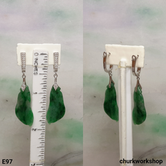 Dark green jade bean earrings
