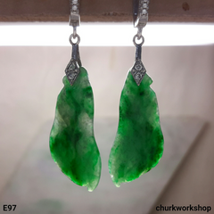 Dark green jade bean earrings