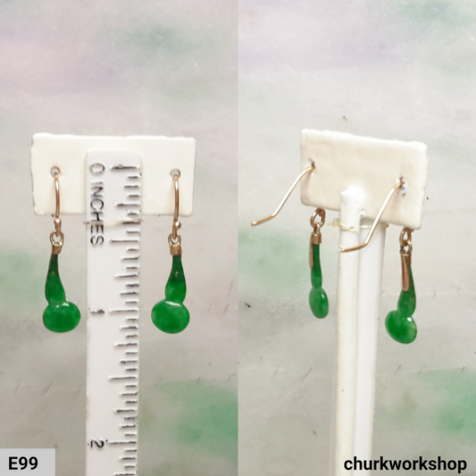 Small green jade dangling earrings
