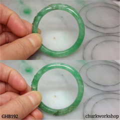 Small carved green jade bangle