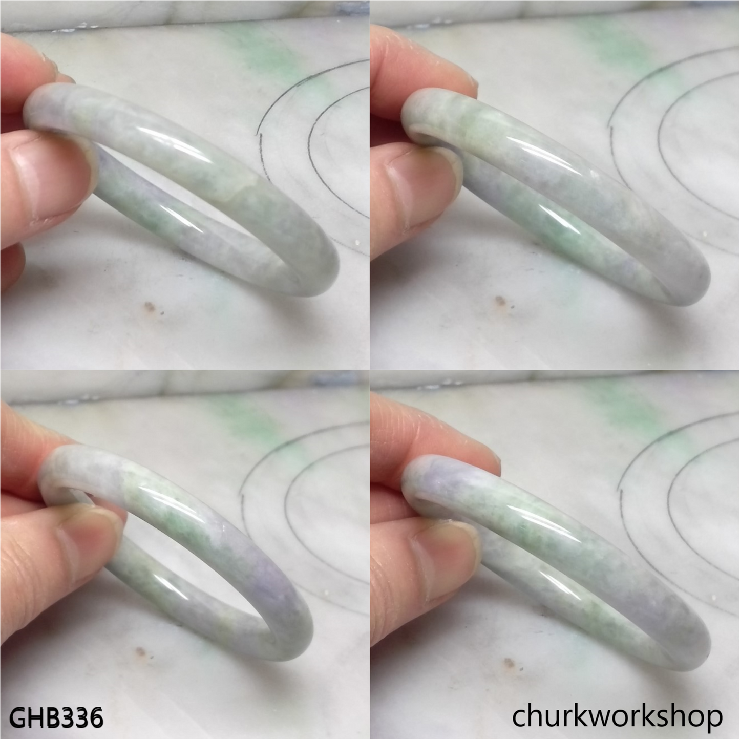 Grayish lavender mix green jade bangle