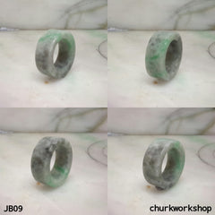 Grey base green jade band, unisex jade band