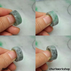 Grey base green jade band, unisex jade band
