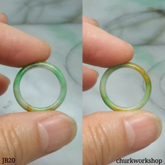 Three color pinkie jade band, unisex jade band